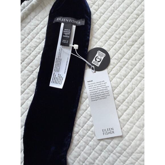 Eileen Fisher Velvet Wrap Belt Navy Blue Silk Blend Tie Waist Sash NWT SzM $78 main image 11